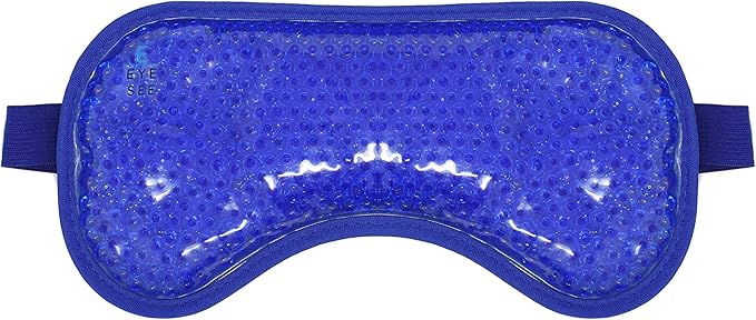 Eye See Plush Gel Eye Mask for Puffy Eyes, Blue - Cold Eye mask to Treat Dark Circles, Sinuses, Dry Eyes, and for Allergy Relief - Microwave Safe for Heat Therapy