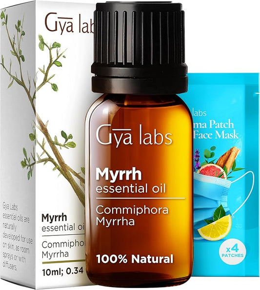 Gya Labs Myrrh Essential Oil for Skin - 0.34 Fl Oz - 100% Pure Natural Myrrh Oil for Diffuser, Face, Hair, Candle Making & Massages - Calming and Tranquil, Earthy Grounding Scent