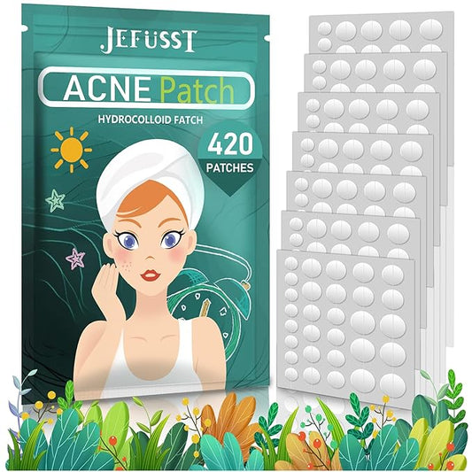 Pimple Patch 420 Counts 4 Sizes, Hydrocolliod Acne Patch for Face, Invisible Zit Patch with Tea Tree Oil & Calendula Oil, Blemish Patch, Vegan and Cruelty Free