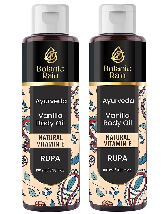 Ayurveda Vanilla Body Oil, Moisturizing & Hydrating Organic Vitamin E Oil, Body Oil For Women After Shower, Ayurveda Products For Crepey Skin - 3.38 Fl Oz (2)