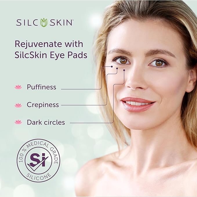 SilcSkin Silicone Eye Pads - Reusable Overnight Eye Patches, Medical-grade Silicone for Fine Lines, Crepey Skin, and Puffiness - 60 Day Supply