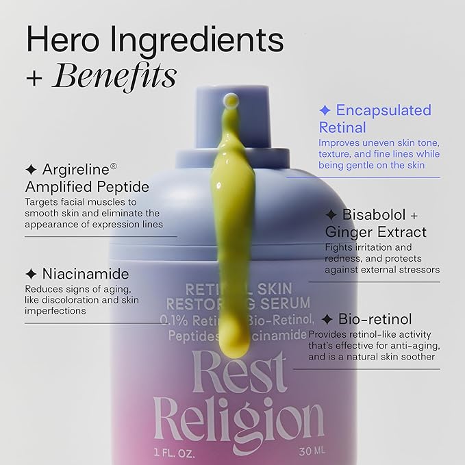 Retinal Skin Restoring Serum with 0.1% Retinal, Bio Retinol, Peptides & Niacinamide, Face Serum for Anti-Aging, Fine Lines & Hyperpigmentation