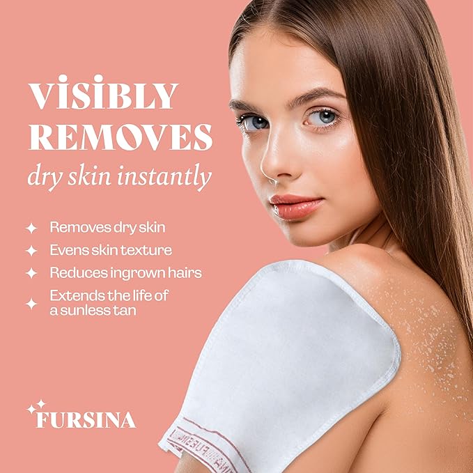 Exfoliating Mitt (3 PCS) - Kessa Exfoliating Glove, Turkish Hammam Body Scrub, Exfoliator Dead & Dry Skin Cell Remover Buffing Treatment - Great for Spray Tan Removal, Smooth Skin Surface