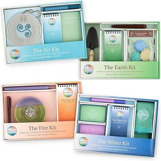 Element Kit Bundle - Self-Care Package for Women and Men – Kickstart The Year with Wellness – Use The Elements to Practice Mindfullness - by Two Sage Sisters