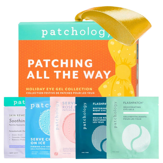 Patchology Patching All The Way Gift Set – Hydrating Under Eye Masks with Collagen, Retinol, Hyaluronic Acid – Beauty Stocking Stuffer with 5 Pairs for Puffy Eyes, & Fine Lines (Limited Edition)