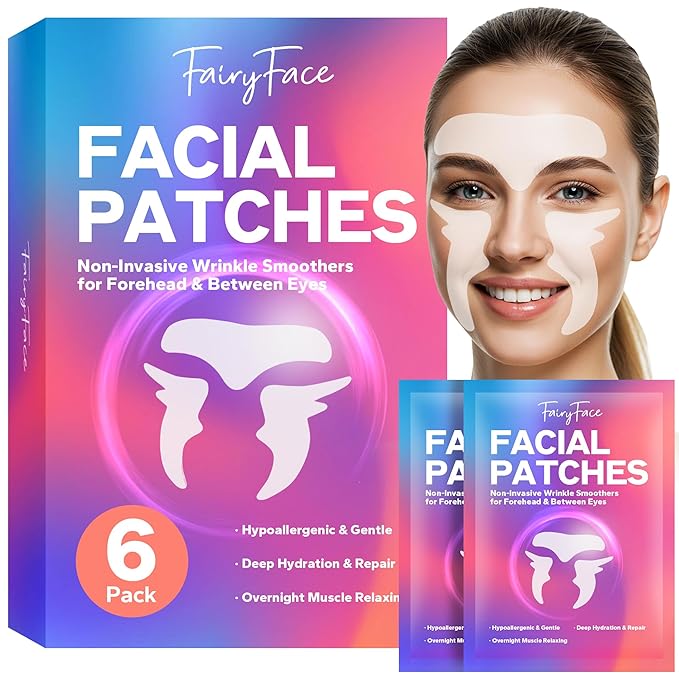 Forehead Wrinkle Patches (6 Pack), Facial Wrinkle Patches, Anti-Wrinkles Face Patches Overnight, Anti Wrinkle Patch to Smooth Eye, Mouth, Forehead Wrinkles, Lift Smile Lines for Women