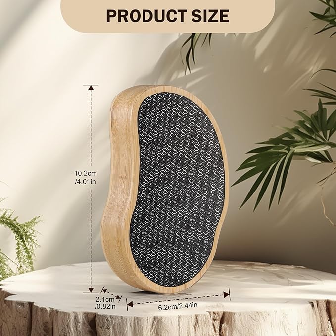 FVION Nano Glass Foot File with Bamboo Handle - Foot Scrubber Dead Skin Pumice Stone for Feet - The Ultimate Gentle Pedicure File Feet Callus Remover (Yellow)