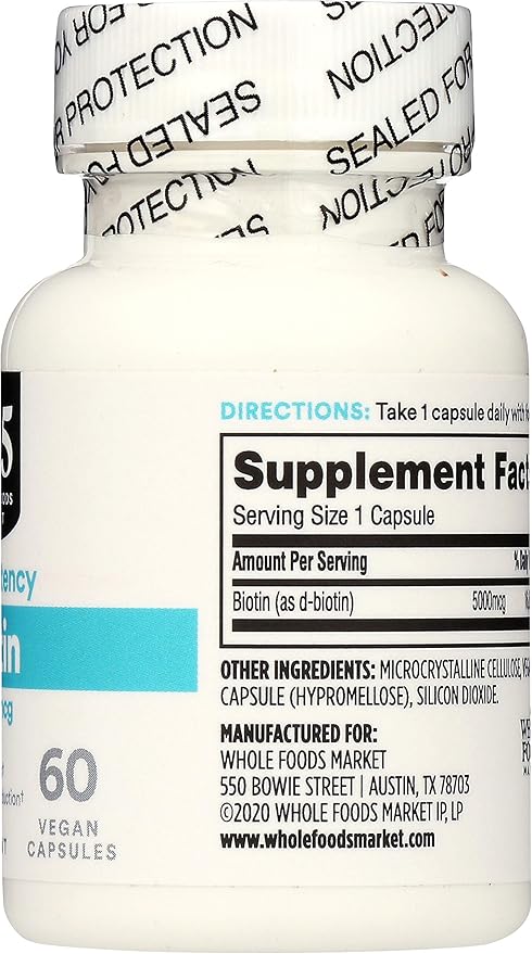 365 by Whole Foods Market, Biotin 5000MCG, 60 Count (Pack of 2)