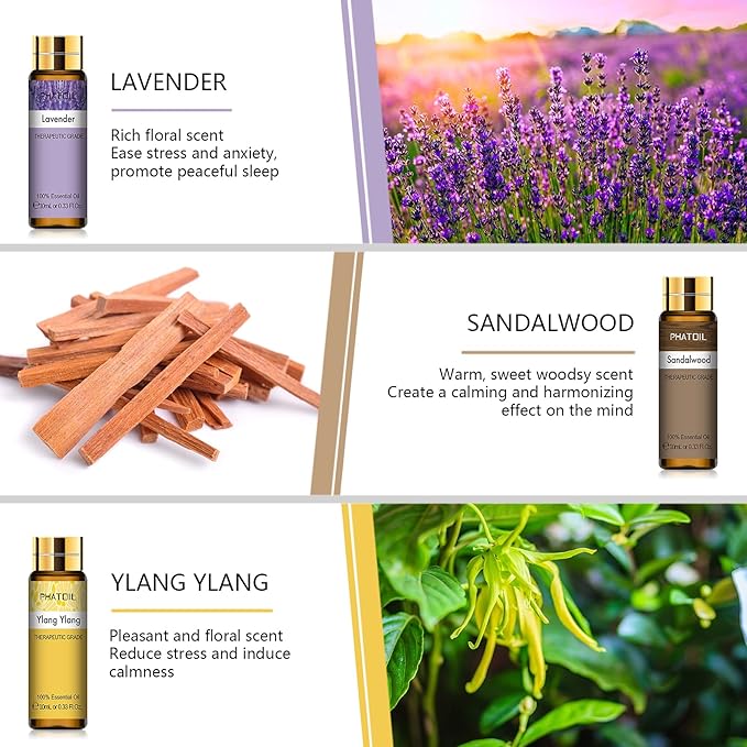 9PCS Essential Oils Gift Set, 10ml/0.33fl.oz Scented Oils for Soap, Candle Making, Premium Quality Essential Oils for Diffuser, Humidifier, Massage