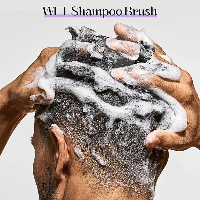 4Pack Hair Scalp Exfoliator Brush Dandruff Cleaning Brush, Flexible Scalp Massager Brush, Shower Scalp Shampoo Brush for Home, Office, Travel and Pets(BK/Startlight/Teal/Lavender)