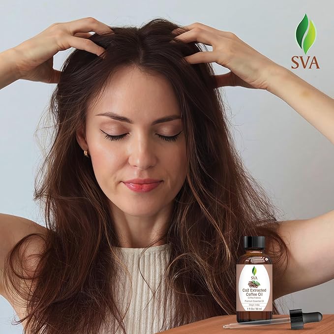 SVA Coffee Essential Oil – 1 Fl Oz – 100% Natural Coffee Oil - for Diffuser, Hair Care, Face, Skin Care, Aromatherapy, Scalp and Body Massage, Soap and Candle Making - with Dropper