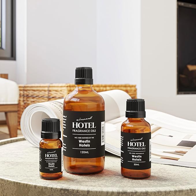 AirScent Hotel Diffuser Oil Inspired by The Westin Hotel Scent - Premium Fragrance Oil No. 1008 for Ultrasonic and Waterless Diffusers and Crafting - 120 mL, 4 fl oz Glass Bottle with Dropper