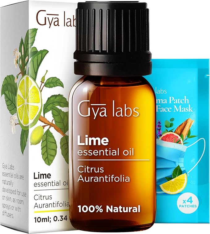 Gya Labs Lime Essential Oil for Skin - 0.34 Fl Oz - 100% Pure Natural Lime Oil for Diffuser, Hair, Candles Making - Refreshing Zesty Scent