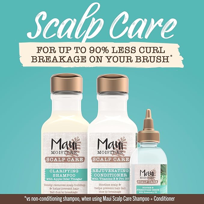 Maui Moisture Scalp Care Soothe & Strengthen Hair Serum with Rosemary Oil, Curly Hair Serum With Aloe Vera Helps Prevent Scalp Dryness & Strengthen Hair, Silicone-Free, 3.3 fl. Oz