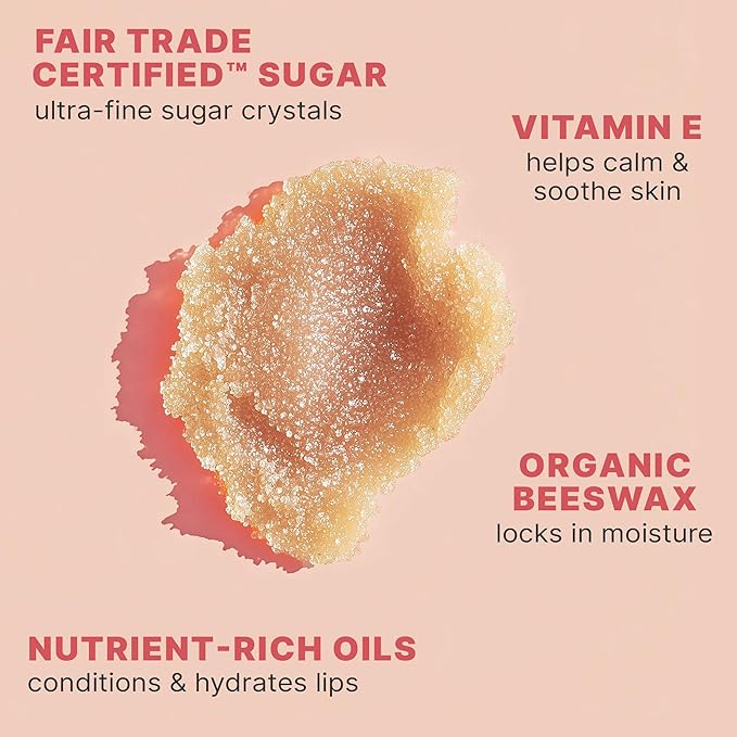 Lip Scrub Exfoliator Berry - USA Made Sugar Lip Scrubber with Natural & Organic Ingredients