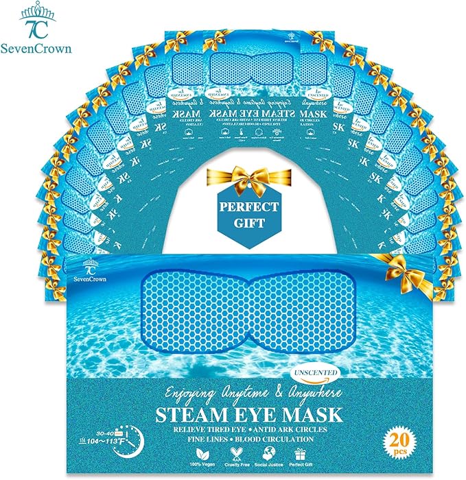 Steam Eye Mask for Travel Essentials,Unscented Sleep Mask Warm Compress for Eyes, Heated Eye Masks for Reduce Puffiness & Dark Circles & Restful Sleep,Self Care SPA Relaxation Gifts for Women 20 Packs
