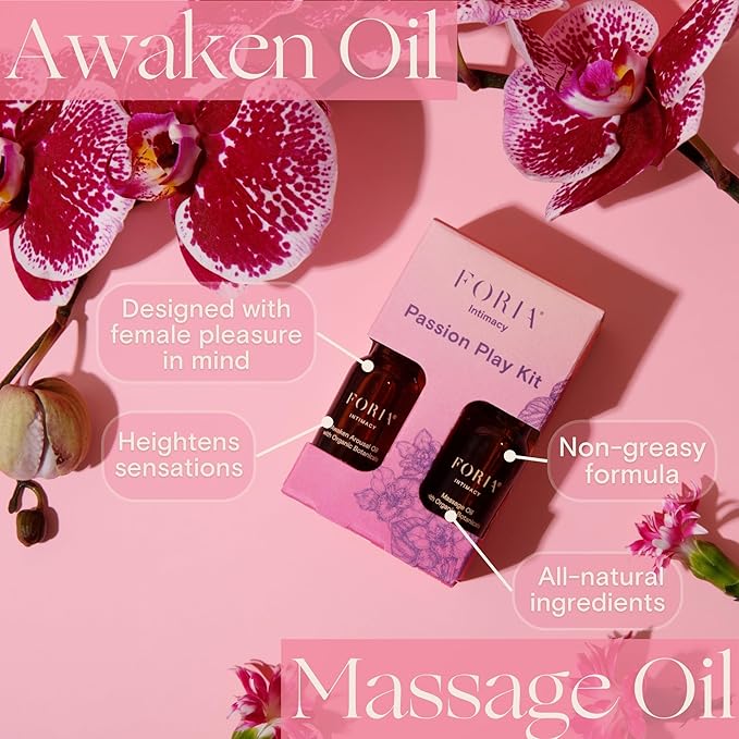 Passion Play Kit - Organic, All-Natural Travel Set Designed for Women - Awaken Oil & Massage Body Oil