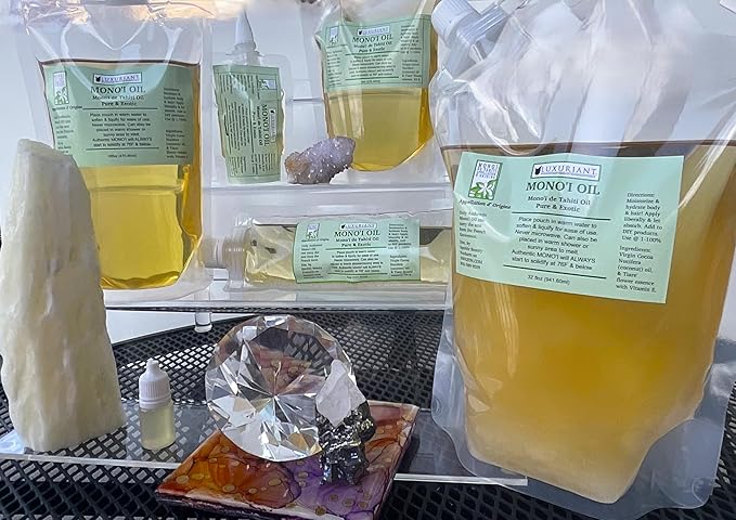 Luxuriant Monoi de Tahiti Oil, Pure & Exotic Body Oil, Natural Moisturizer, All Natural, Concentrated (8 oz)