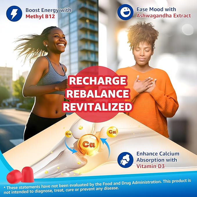 Magnesium Gummies 400mg | as 8 Forms of Magnesium Glycinate, Malate, Citrate, Taurate, Oxide, and More | with Ashwagandha Extract, D3 & B12 Supports for Calm, Zzz, Mood, Muscle Cramp - Vegan 60 Cts