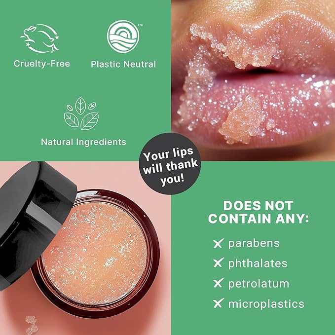 Lip Scrub Exfoliator Mint - USA Made Sugar Lip Scrubber with Natural & Organic Ingredients