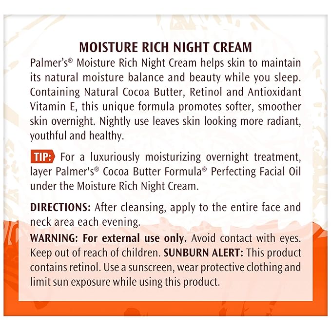 Palmer's Cocoa Butter Formula Overnight Moisture Rich Night Facial Cream, 2.7 Ounces (Pack of 6)