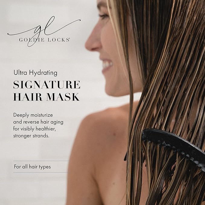 Goldie Locks Ultra Hydrating Signature Hair Mask, Deeply Restores Hydration, Prevents Damage, Protects Color, Reduces Frizz, Strengthens, Moisturizes, Nourishes, Revitalizes Healthy Shine, 6.8 Fl Oz