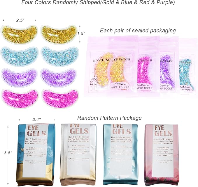 Under Eye Patches for Puffy Eyes, Reusable Ice Gel Eye Pad Cooling Eye Patch Hot Cold Therapy Eye Mask 8 Pack