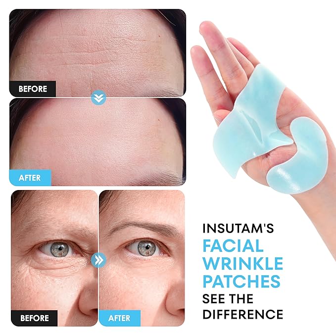 Forehead Wrinkle Patches for Anti-wrinkles: Overnight Face Wrinkles Patches to Lift Smile Lines for Women (12PRS, BULE)