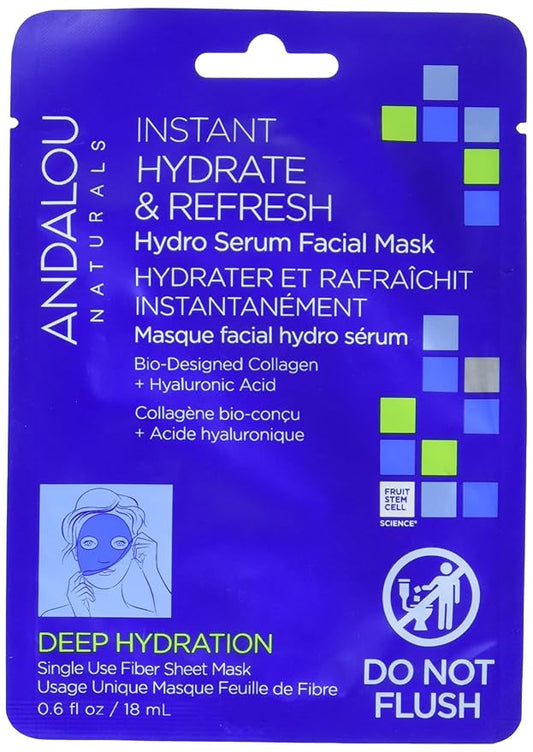 Andalou Naturals Deep Hydration Instant Hydrate & Refresh Sheet Mask, 6 OZ