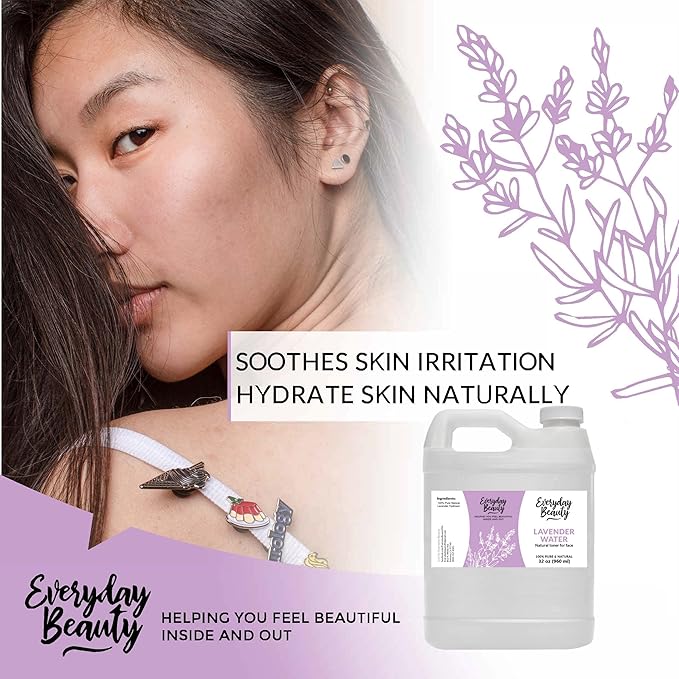 Lavender Hydrosol Facial Toner Bulk - 32 oz All Natural Hydrating Spray Mist for Face and Hair - 100% All Natural Lavender Water Hydrosol