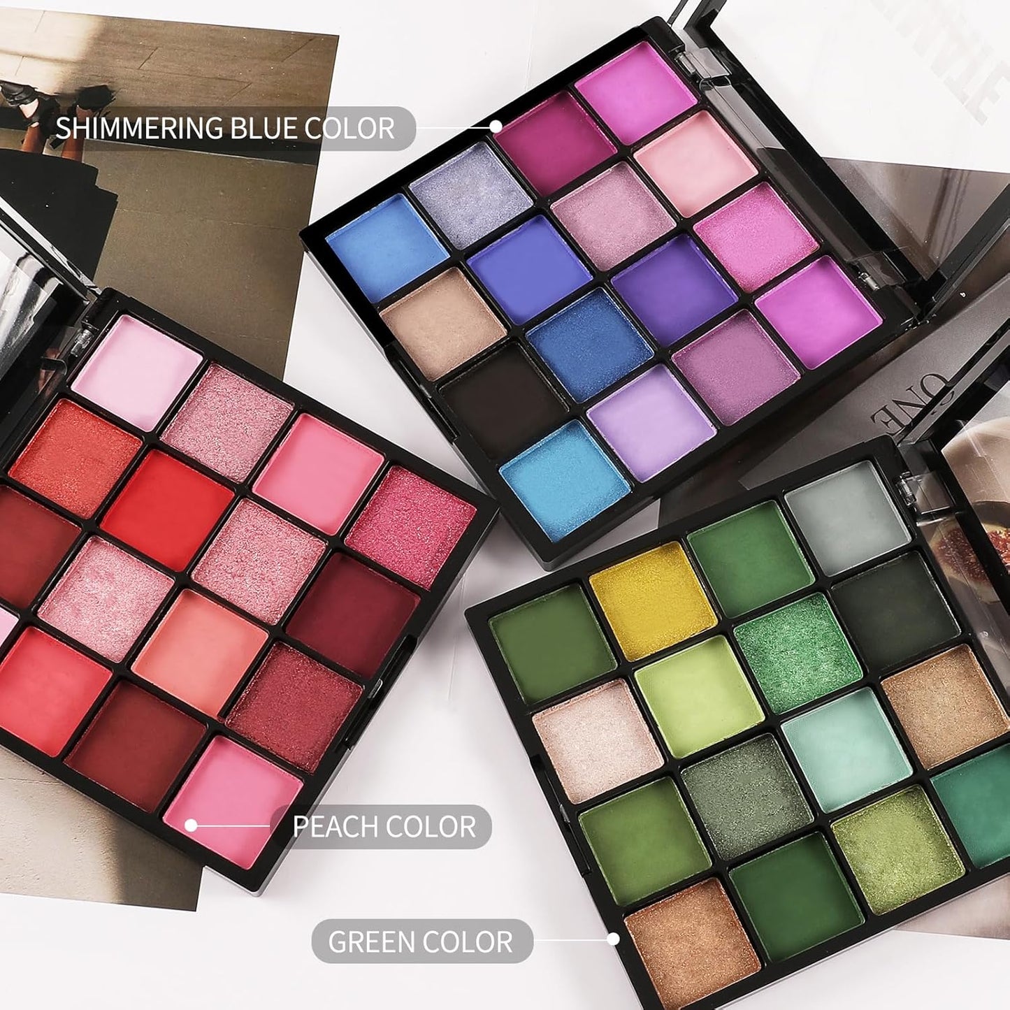 Boobeen Colorful Eyeshadow Palette Makeup-16 Colors, Matte and Glitter Eyeshadow, Bright Eyeshadow palettes, Blendable, Easy to Build Dramatic Glamour Looks (Peach)