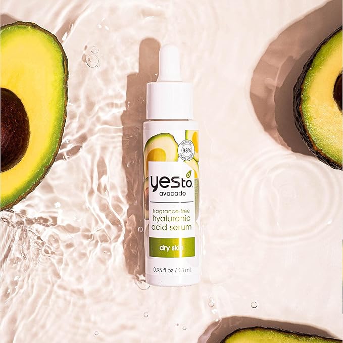 Yes To Avocado Fragrance-Free Hyaluronic Acid Serum, Deeply Nourishing Formula Helps Attract & Infuse Dry, Parched Skin With Moisture & Omega-3 Fatty Acids, Natural, Vegan & Cruelty Free, 0.95 Fl Oz