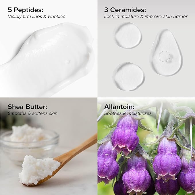 DRMTLGY Peptide Night Cream Face Moisturizer. Fragrance Free and Oil Free Hydrating Facial Moisturizer for All Skin Types. 2.1 oz