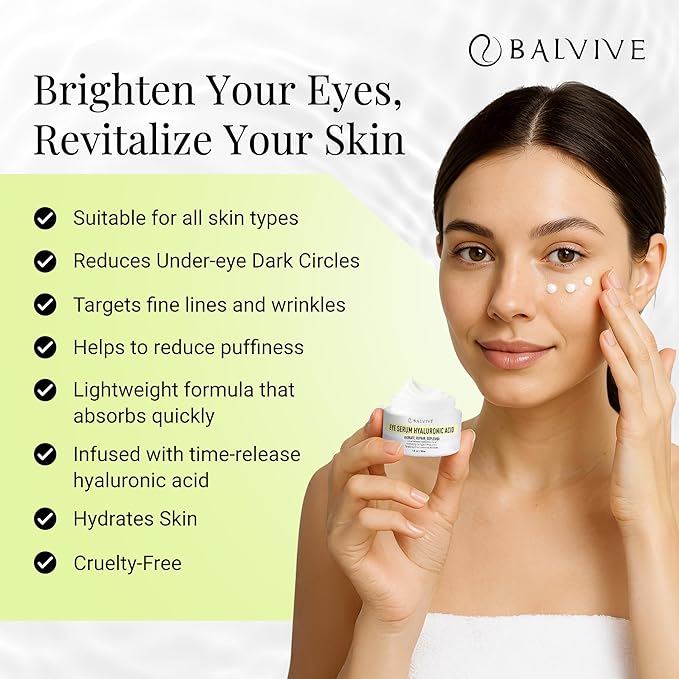 Eye Serum Treatment with Retinol, Caffeine & Multi-Peptides for Dark Circles, Puffiness, Wrinkles & Fine Lines - Hydrating & Revitalizing Under-Eye Cream for Women & Men, 30ml