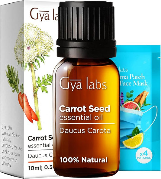 Gya Labs Carrot Seed Essential Oil - 0.34 Fl Oz - 100% Pure Natural Carrot Oil for Skincare, Hair, Scalp & Aromatherapy, Candles Making DIY, Massages - Earthy Woodsy Scent