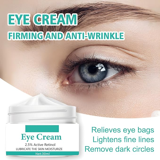 Caffeine Eye Cream, 2.5% Activity Retinol Eye Cream For Puffiness And Bags Under The Eyes Deep Moisturizing Anti-Wrinkle Aging Fine Line,1.05 Oz