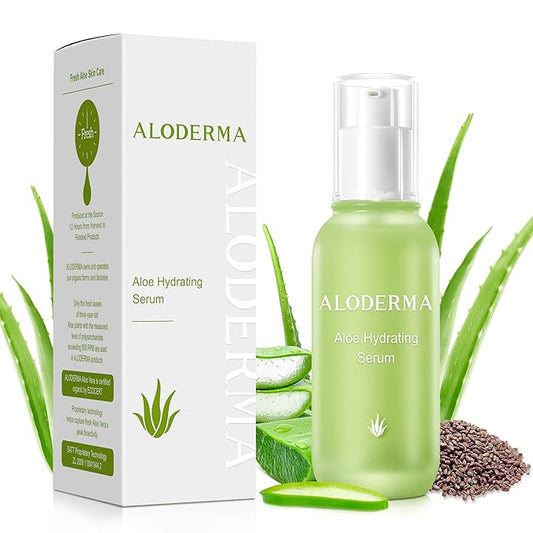 Aloderma Hydrating Aloe Face Serum Made with 69% Organic Aloe Vera - Deep Moisturizing Lightweight Aloe Vera Facial Serum with Hyaluronic Acid for Flawless Skin - Nourishing Serum for Face - 1.7oz