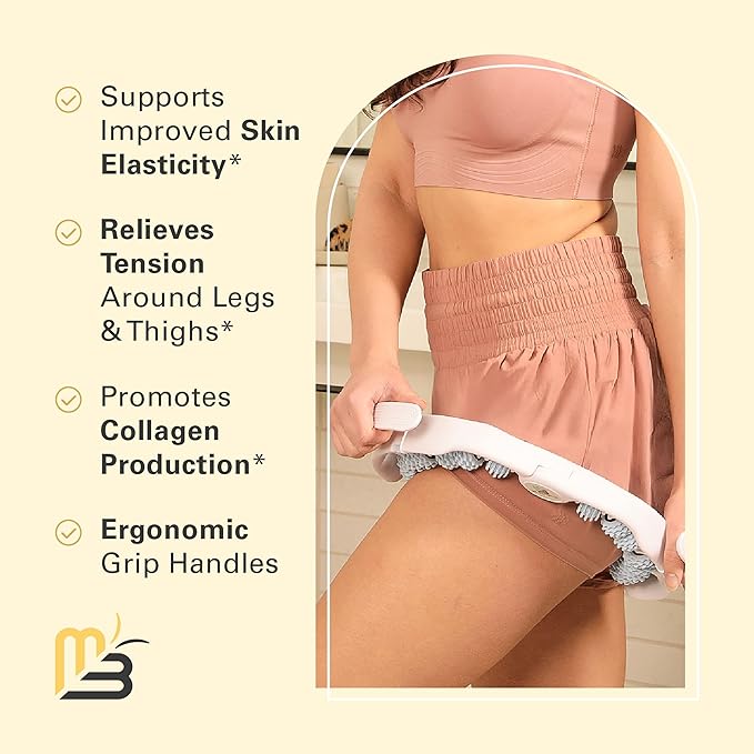 M3 Naturals Anti Cellulite Oil and Lymphatic Drainage Massager Kit | Fascia Blaster for Contoured & Smoother Skin | Muscle Roller for Sore Arms, Legs, Stomach & Buttocks