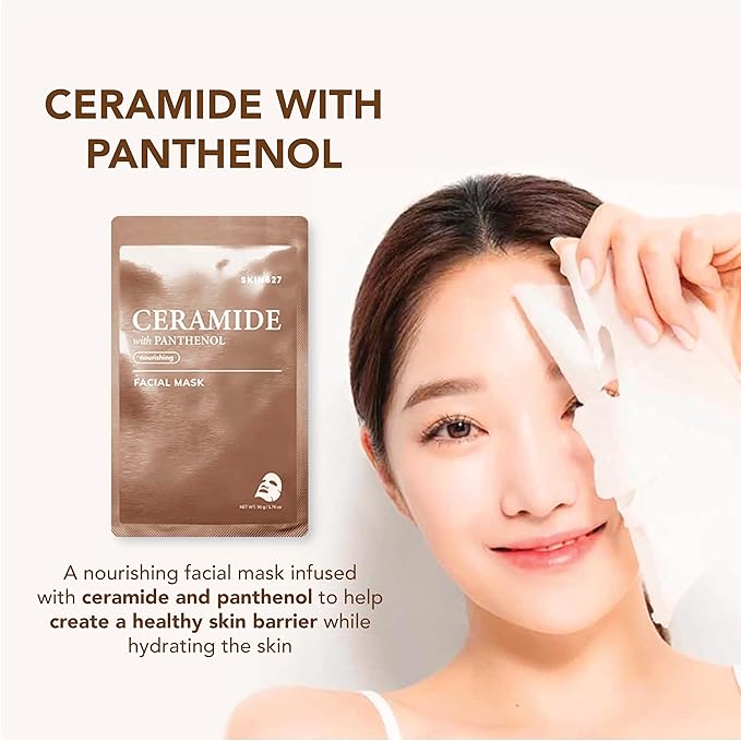 SKIN627 Bulk 24PK Face Masks Skincare, Facial Mask, Sheet Masks Korean (24PK Ceramide with Panthenol)