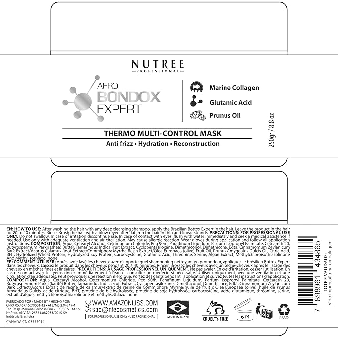 AFRO BRAZILIAN BONDOX Hair Relaxer Alternative – Extra Strong Thermal Hair Mask 8.8oz for Damaged Hair – Straightening Treatment for All Hair Types, Especially Afro 4A 4B 4C – With Almond Oil, Shea Bu