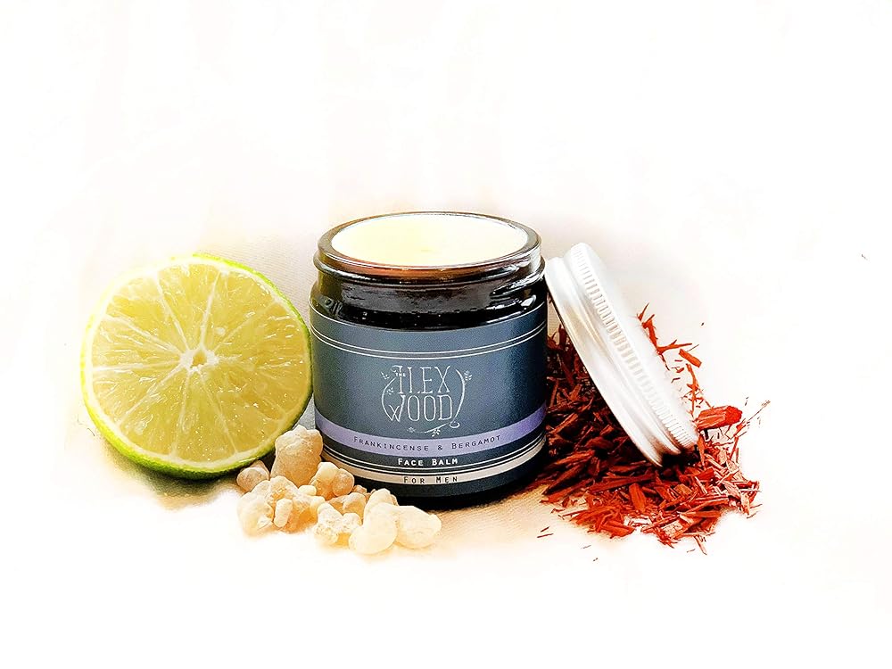 The Ilex Wood - Frankincense and Bergamot Face Balm - 100% Natural, Vegan, Moisturising, Anti Ageing, Wrinkle and Line Reducing Ingredients, Cruelty Free - 60ml (2.03 fl oz)