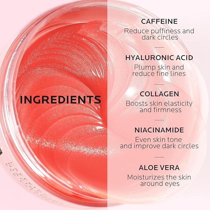 Dr. Pure Under Eye Patches for Puffiness: Dark Circles and Puffy Eyes Treatment Caffeine Eye Mask with Niacinamide Hyaluronic Acid - Smooth Wrinkles Reduce Eye Bags Undereye Gel Pad (30 Pairs)