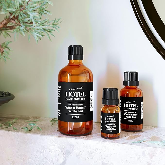 AirScent Hotel Diffuser Oil Inspired by The Westin White Tea Hotel Scent - Premium Fragrance Oil No. 1012 for Ultrasonic and Waterless Diffusers and Crafting - 500 mL, 16.9 fl oz Glass Bottle
