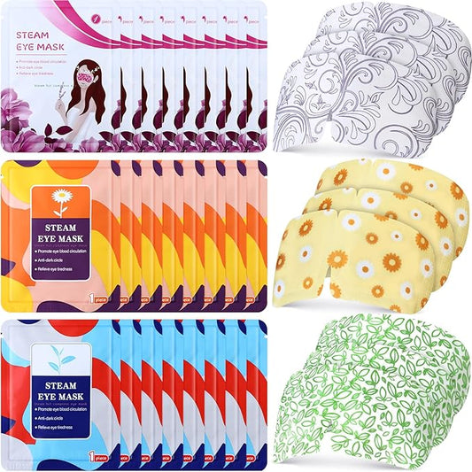 48 Packs Steam Eye Mask Disposable Self Heating Eye Mask for Dry Eyes Spa Warm Sleep for Home Office Travel Eyestrain Relieve