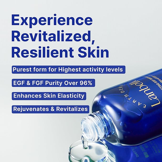 LANBELLE Ultra Lifting EGF FGF 10 ppm Ampoule Serum w/Centella Asiatica Hyaluronic Acids | Improves Skin Balance Elasticity Reduces Fine Lines Blemish Spots Hydrating Korean Skincare
