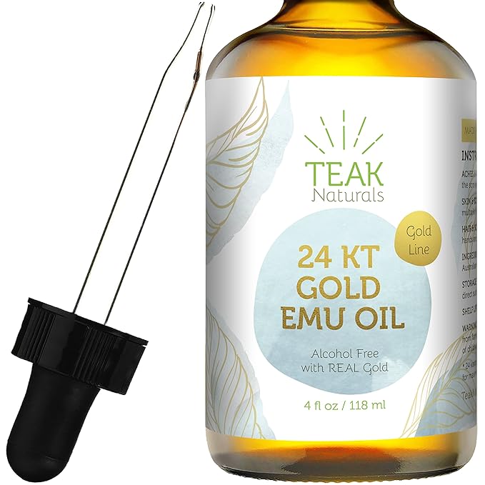 24K GOLD Emu Oil, 24 K Gold Organic Australian Emu Oil 4 oz Gold Line Series