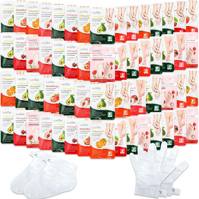 48 Pcs Fruits Beauty Hand Foot Mask Bulk Hydrating Hand Foot Moisturizing Gloves Aloe Mask for Spa Kit Beauty Skincare Gift Beauty Kits for Women