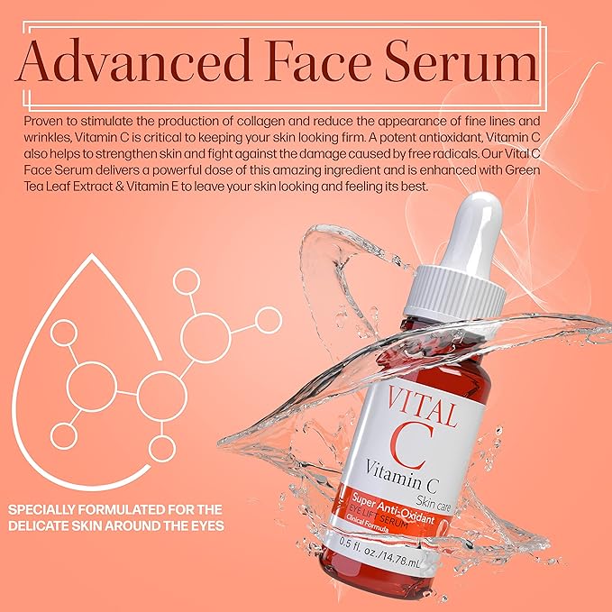 Vital C Vitamin C Serum for Eyes, 0.5 ounces | Anti Aging & Anti Wrinkle | Light Moisturizer | Skin Firming | Boosts Collagen | Anti Oxidant Rich
