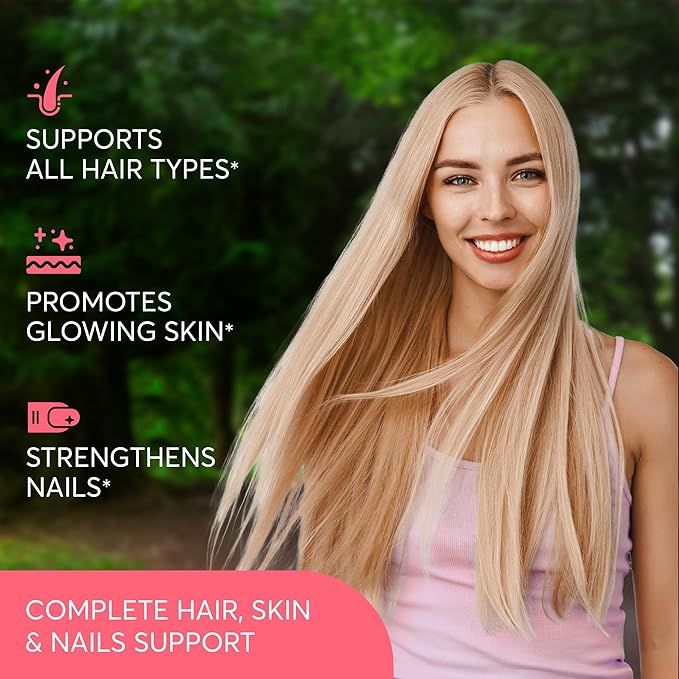 Hair Vitamin Complex with Biotin 5000mcg, Keratin, Selen, Zink | Hair Growth Supplement with Vitamin A, C, D, E, B12 | Hair, Skin & Nail Support Supplement for Women & Men | 60 Capsules