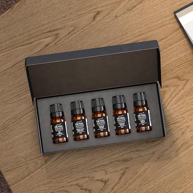 AirScent Hotel Diffuser Oil Gift Set - 5 Star Hotel Scents - 10 mL, 0.34 fl oz Fragrance Oil Set - Inspired by Westin White Tea, Edition, Marriott, Fairmont and The Ritz Carlton Signature Scents